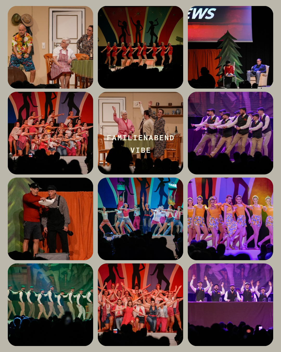 Collage aus verschiedenen Bildern aller Gruppierungen des Familienabends 2026.
